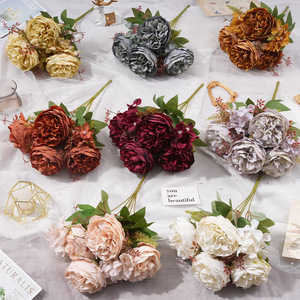 Arreglo de Flores de Peonía Simuladas de 4 Cabezas, Flores Artificiales de Seda para Decoración de Bodas y Hoteles, Tacto Natural Real - Product Image 1