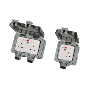 Enchufe de Corriente con Interruptor Bipolar de 13A y 2 Tomas, Impermeable IP66, con Protección SRCD de 30mA, para Exteriores, Pasivo, de 1 Toma - Product Image 1