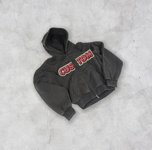 Jersey de hombro caído de gran tamaño de alta calidad con capucha y cierre de cremallera peso pesado 100% algodón Terry tela logotipo personalizado impreso - Product Image 1