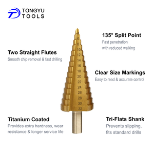3 cái bước khoan Bit Set, 4 - 32 Mét tin tráng Tri căn hộ Shank HSS unibit Cone bit cho mỏng tấm kim loại nhôm ống gỗ DIY - Product Image 3