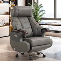Fauteuil de Direction Électrique Multifonctionnel en Cuir Véritable Sans Solvant, Inclinable et Réglable en Hauteur pour Bureau Moderne