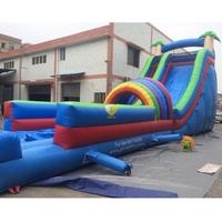Château gonflable commercial d'extérieur pour enfants et adultes, toboggan aquatique tropical gonflable
