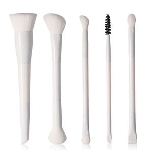 แปรงแต่งหน้าวีแกนสีขาวสองหัว สำหรับรองพื้น แป้งฝุ่น อายแชโดว์ ชุดแปรงสองหัว คุณภาพระดั<span class=keywords><strong>บ</strong></span>มืออาชีพ ปราศจากการทดลองกับสัตว์ - Product Image 1