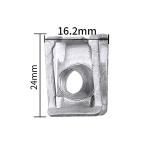 Écrou à ressort M6 en acier de type U, finition argentée, pour réparation et remplacement du châssis de voiture, 24mm, 16.2mm - Product Image 1