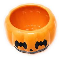 Bougie citrouille Orange avec porte-bougie noir