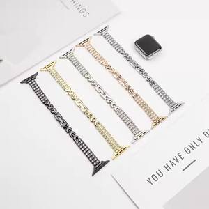 Diamant mince luxe dames femmes bracelet de montre pour <span class=keywords><strong>Apple</strong></span> <span class=keywords><strong>Watch</strong></span> série 9 8 <span class=keywords><strong>7</strong></span> 40mm 41mm 44mm <span class=keywords><strong>45mm</strong></span> <span class=keywords><strong>Starlight</strong></span> or rose - Product Image 2