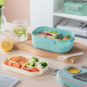 Cute Thermal Insulated <strong>Lunch</strong> <strong>Box</strong> Double Layer Bento <strong>Box</strong> With <strong>Small</strong> Individual Sauce <strong>Box</strong> for Kids School - Product Image 4