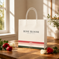 Sac shopping en papier d'art imprimé sur mesure avec motif de roses, sac cadeau de luxe pour emballage de boutique