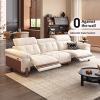 Modernes Cremefarbenes Elektrisches Stoff-Ecksofa mit Verstellbarer Rückenlehne und Fußstütze, Relaxsofa für Wohnzimmer und Zuhause