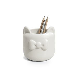 Red Cat Ear Pen Holder With Bowknot Plastic Desk Organizer For Student Office Supplies Round Shape Multicolor Option - Product Image 2