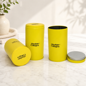 Round Tinplate Can Custom Logo Collagen Powder Tea Supplement Airtight Metal Packaging <b>Tin</b> Jar - Product Image 1