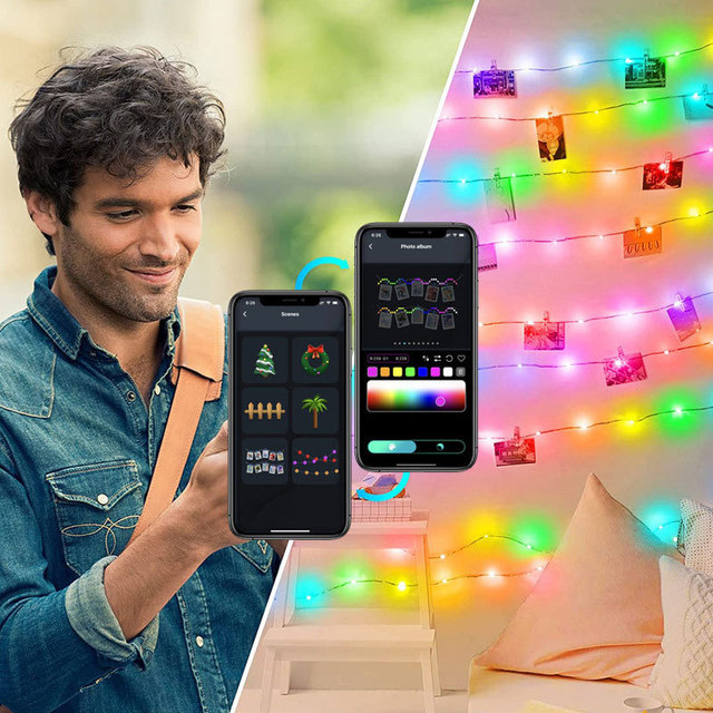 Smart LED Micro String Light APP Control Lighting for Outdoor Christmas Tree String Lights, Wedding Decoration