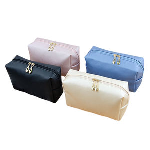 Bolsa de Cosméticos de Cuero PU Personalizada para Mujer, Bolsa de Maquillaje Minimalista para Uso Diario, Bolsa de Almacenamiento Portátil para Viajes - Product Image 2