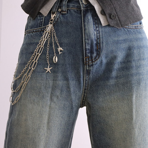 Chaîne de pantalon multicouche en métal avec pendentifs étoile de mer, coquillage et dauphin, en alliage de zinc, pour usage quotidien, accessoire de mode - Product Image 3