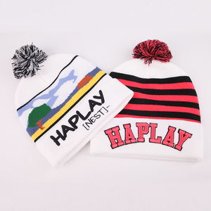 Custom logo Trendy High Quality Acrylic Warm Winter Hats Caps Plain Skully <strong>Pom</strong> <strong>Pom</strong> Knitted <strong>Beanie</strong> Hats - Product Image 1