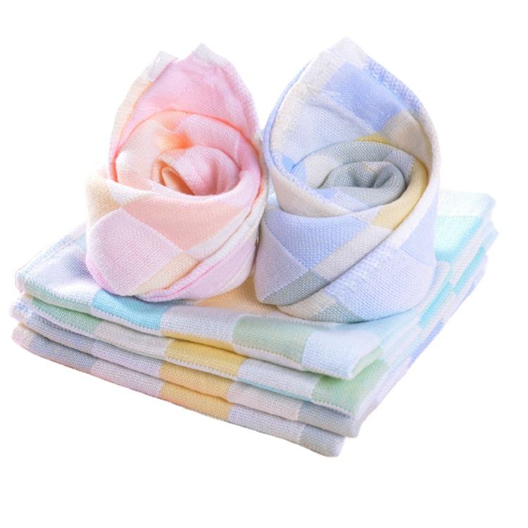 100% Cotton Small Hankies Soft Plaid Washcloth for Kids
