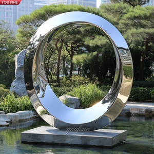 <span class=keywords><strong>Sculpture</strong></span> <span class=keywords><strong>de</strong></span> <span class=keywords><strong>jardin</strong></span> <span class=keywords><strong>contemporaine</strong></span> YOUFINE, grande <span class=keywords><strong>sculpture</strong></span> circulaire en acier inoxydable poli, finition miroir - Product Image 4