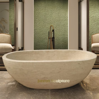 Fourniture d'usine Salle de bain Décoration Calcaire Baignoire Beige Travertin Marbre Pierre Trempage Baignoire