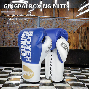 Gingpai นวมต่อยมวยสำหรับมืออาชีพ, นวมชกมวยสำหรับเด็กหนังไมโครไฟเบอร์ระบายอากาศได้ดีขนาด8-14ออนซ์ - Product Image 2