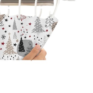 Rideau de Douche en Polyester Imprimé Numérique Personnalisé Motifs Arbres Pastel, Étoiles et Flocons de Neige, Imperméable, Vente en Gros - Product Image 5