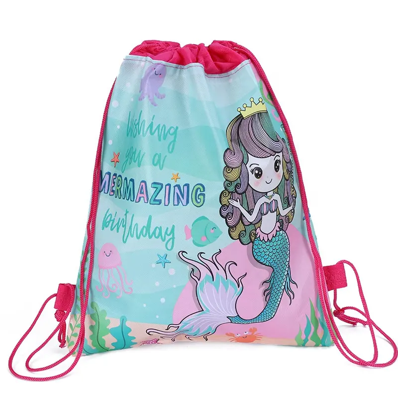 Mermaid Party Supplies Bags for Kids Girls Boys Goody Drawstring Pouch For Party Favors School Drawstring Bag Cinch Sack