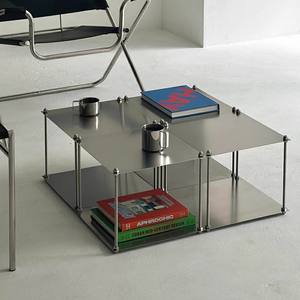 رف أرضي من الفولاذ المقاوم للصدأ بثلاث طبقات بتصميم عصري بسيط قابل للتكديس لتخزين غرفة المعيشة - Product Image 3