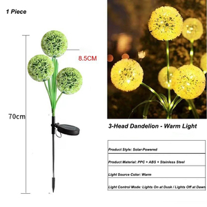 Lámpara de enchufe de tierra resistente al agua LED IP65 con energía solar Araña Lirio Girasol Rosa Flor artificial Diente De León Césped - Product Image 5