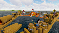 Équipement de jeu aquatique géant gonflable pour parc aquatique, avec équipes de pirates amusantes et joyeuses en bataille