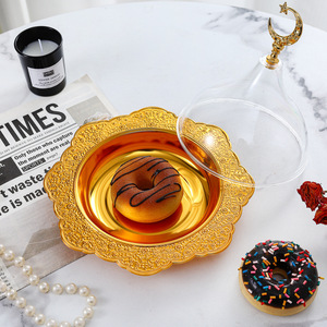 Metal Fruit Plate with Lid European Style Home Living Room Light Luxury Dessert Cake Dessert Plate Afternoon Tea Display Plate - Product Image 3
