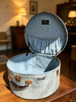 Boîte de voyage personnalisée, boîte cadeau décorative, boîte à cosmétiques ronde, emballage en cuir, boîte à chapeau de cowboy de plage, grande boîte de voyage avec poignée