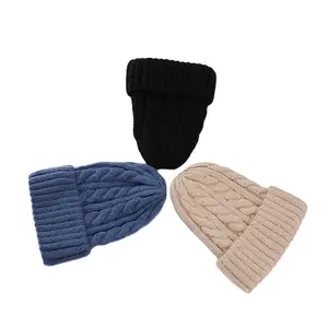 Phụ nữ mùa đông len dệt kim xoắn Beanie cap người phụ nữ đầu ấm hơn