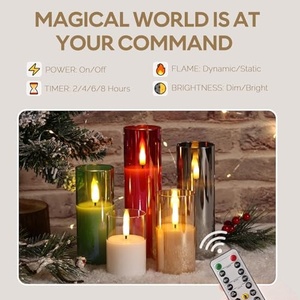 Bougie LED sans flamme personnalisée en verre et cire de paraffine pour la décoration de la maison - Product Image 2