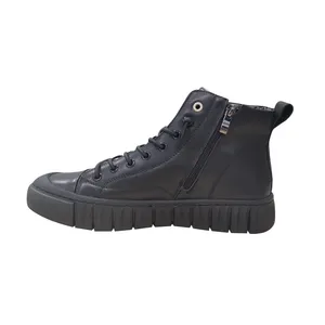 Luxury Sneakers Fitness Walking Style New Men's Black Cool High-top Patent Leather Solid Color Fashion High-top Casual Shoes