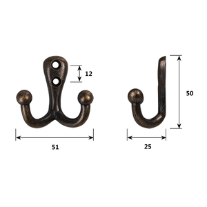 Antique Bronze Kẽm Hợp Kim Tủ Quần Áo Treo Móc Quần Áo Tổ Chức Phía Sau Cửa Móc Áo Cho Áo Khoác Cổ Điển Kim Loại Móc Đôi - Product Image 3