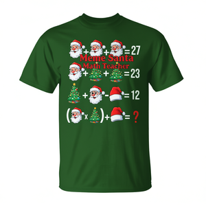 Camiseta navideña con diseño de Meme Santa Math Teacher para hombre, camisa verde divertida para las fiestas, cuello redondo, manga corta, impresión digital para adultos - Product Image 2