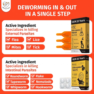 Solution topique <span class=keywords><strong>anti</strong></span>-puces, tiques et vers pour chiens et chats, usage mensuel, efficace, marque OEM - Product Image 2