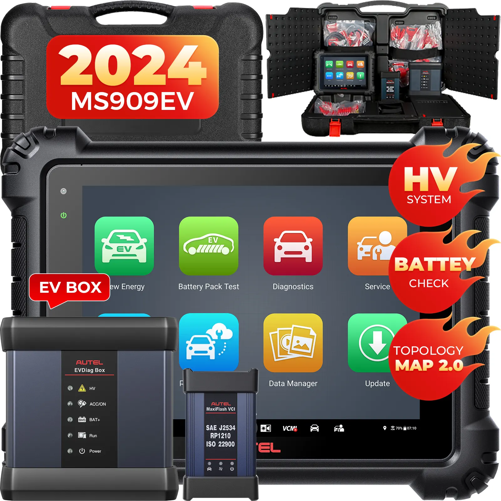 Autel Ms909ev Ms909 Ev Conversie Kit Motor Elektrische Scan Tool Voor Auto Ecu Programma Diagnostische Scanner Automotriz Professional