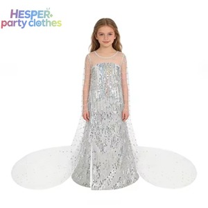 Robe enfant HESPER Frozen, costume Elsa, robe de princesse bleue pour fête avec paillettes, vêtements pour enfants COS - Product Image 1