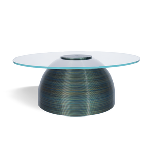 Mesa de centro hecha en Italia-Kalsa-Impreso en 3D-Producto PLA-Para exteriores-Diseño italiano-Amarillo verde estriado - Product Image 1