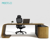 Bureau de direction MEET&CO moderne et durable, convertible, avec rangement extensible, en bois, garantie 3-5 ans, pour bureau commercial