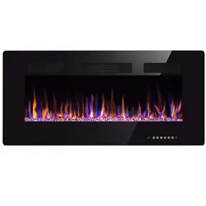 30 Inch Modern Smart Home Adjustable Flame Decor Wood Suspended Technology Electric Fireplace Heater