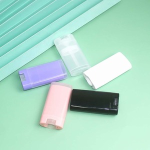 Tube cosmétique ovale plat transparent blanc et noir de 15g pour déodorant, baume à lèvres, rouge à lèvres, crème solaire, déodorant rose et violet - Product Image 3