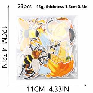 Patch brodé thermocollant Famille d'abeilles jaunes, motif nid d'abeille, pour vêtements, sacs, grandes vestes - Product Image 2