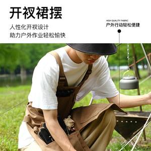 TAN XIAN ZHE Delantal de camping de lona de 80x60 cm con múltiples bolsillos, ropa de trabajo para exteriores, equipo de protección sin mangas - Product Image 3
