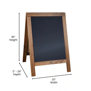 Pizarra de madera plegable negra, tipo A-frame, rústica, de pie, para acera - Product Image 5