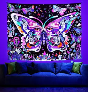 Mushroom Wall Hanging Tapestry Room Decor Aesthetic Wall Tapestry Luminous Hippie Psychedelic Fluorescent Tapestry