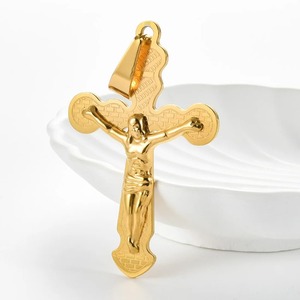 Colgante de cruz de Jesús para hombre y mujer, de acero inoxidable, único, en color plata y oro, amuletos religiosos de oración, cadena, joyería, regalos. - Product Image 1