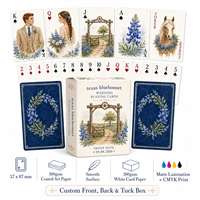 Cartes à jouer personnalisées Texas Bluebonnet pour mariage, portrait de couple en aquarelle, jeu de poker 57 x 87 mm, papier couché 300 g/m²