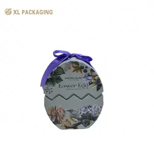 Custom Print Logo Oval Shape Chocolate Gift Handmade Packaging Paper Boxes With Ribbon Bow