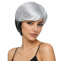 Accessoires de fête, perruque courte argentée pour femmes, perruque synthétique résistante à la chaleur, naturelle et volumineuse, pour les fêtes